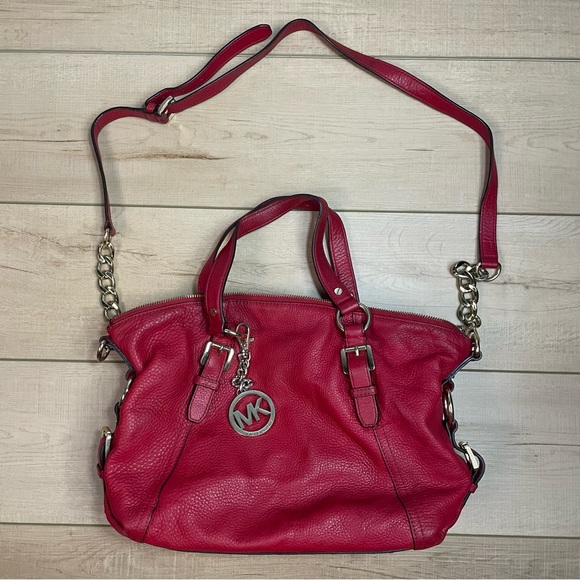 Michael Kors Red Leather Shoulder Bag Purse - Picture 1 of 12